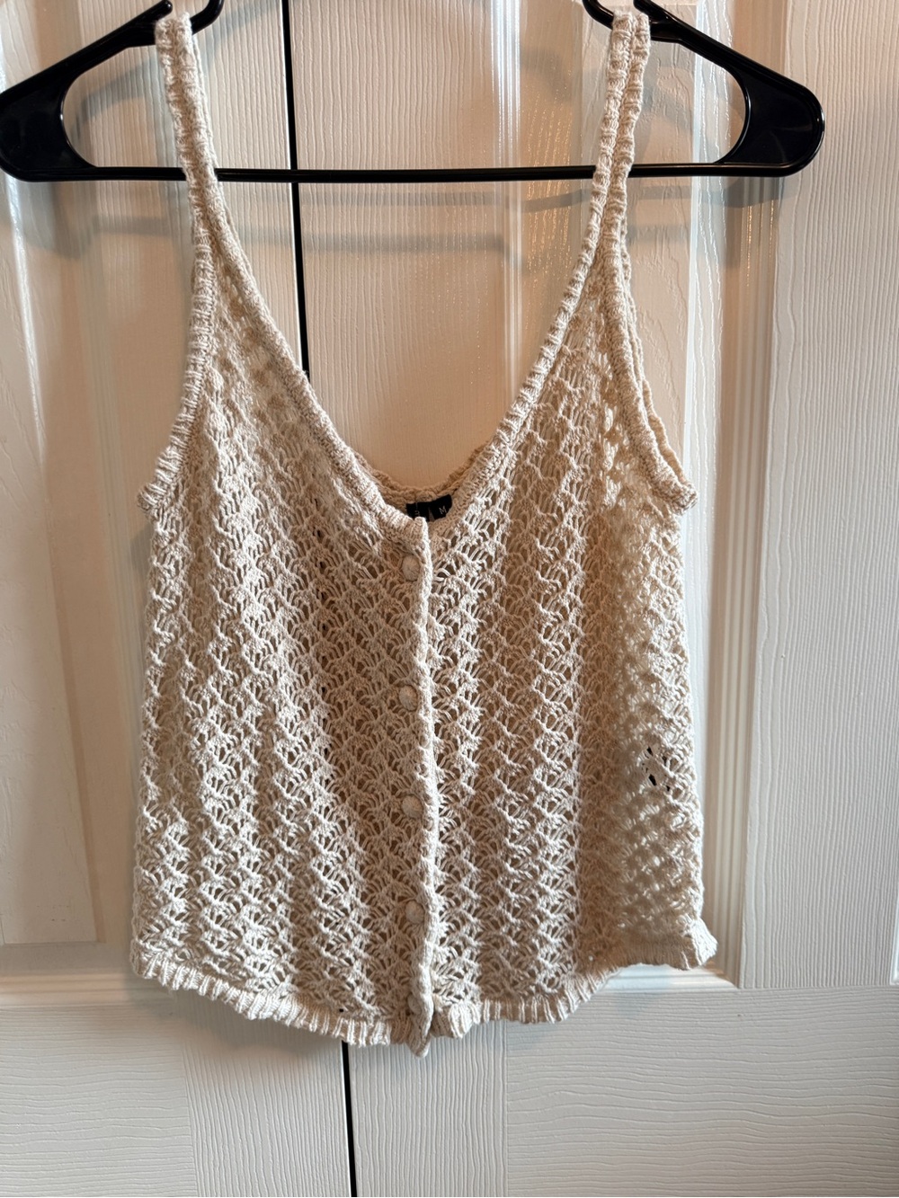 moon & madison Cream Crochet Knit Camisole